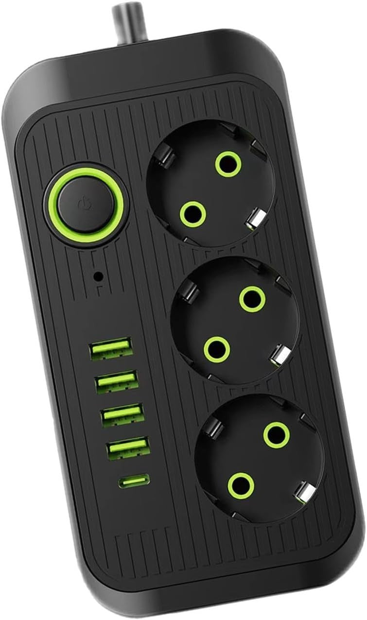 Adattatore multipresa 3 Prese, 4 Porte USB A ricarica rapida cavo prolunga da 2m