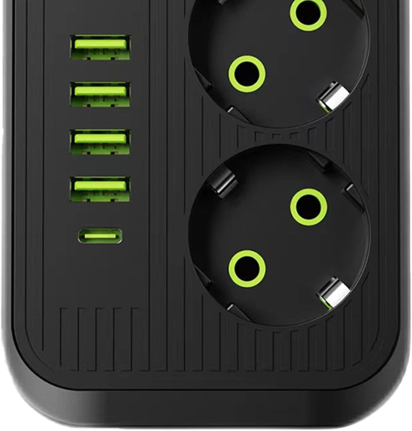 Multipresa Ciabatta 3 Prese 4 USB-A USB-C Prolunga 2m Ricarica Rapida Nero 250V