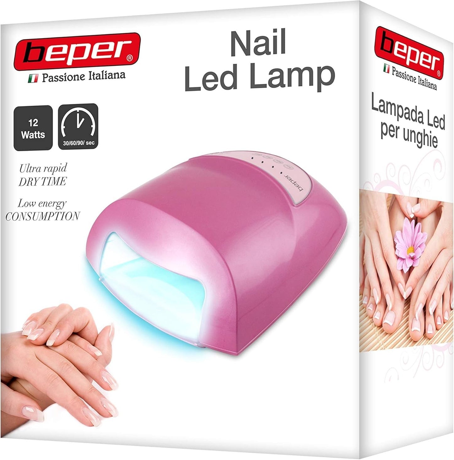 Lampada LED per unghie in gel BEPER 40.992, 12 W, timer regolabile, spegnimento