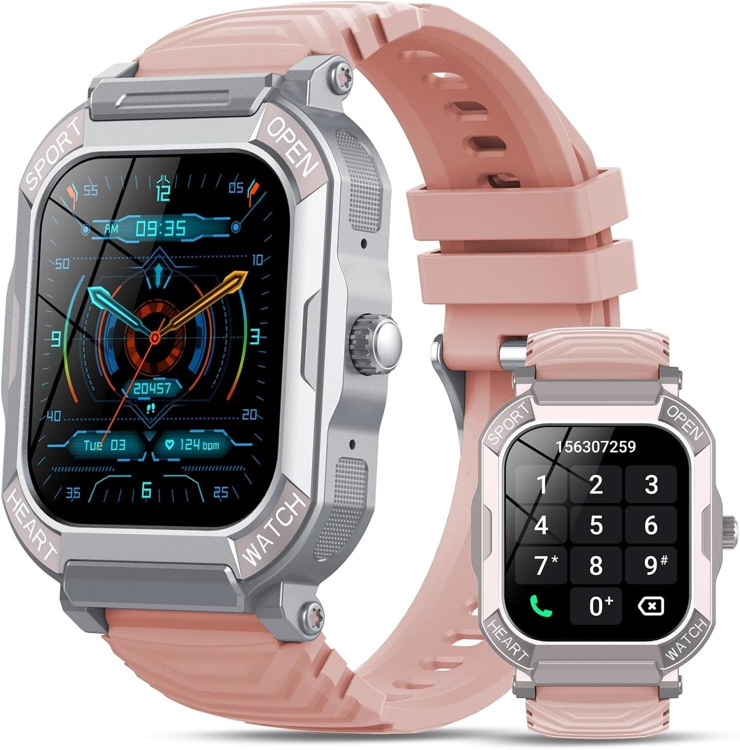 Smartwatch Rosa Donna Chiamate Bluetooth IP68 Fitness Tracker, 110+ Sportive REM