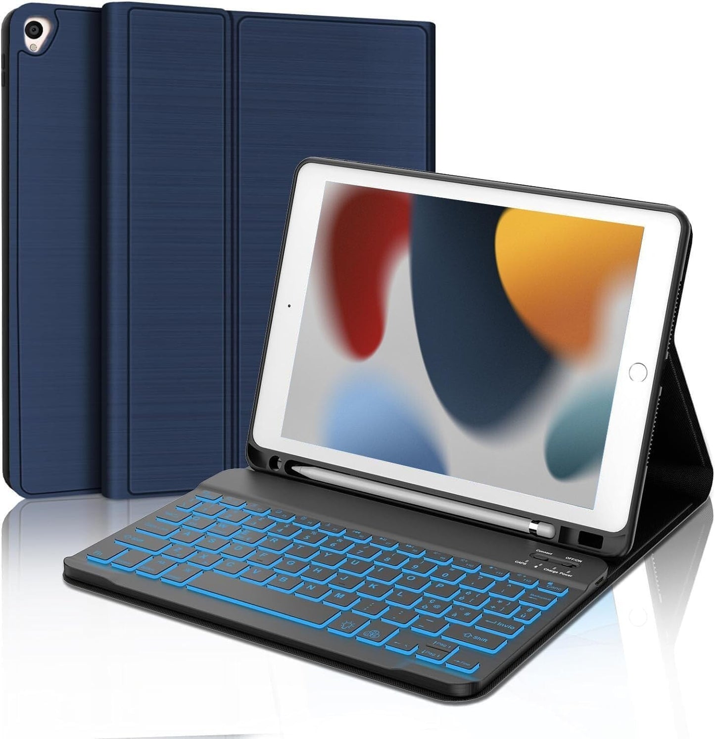 Cover e Tastiera per iPad 9a/8a/7a Generazione, per iPad 10.2" Retroilluminata
