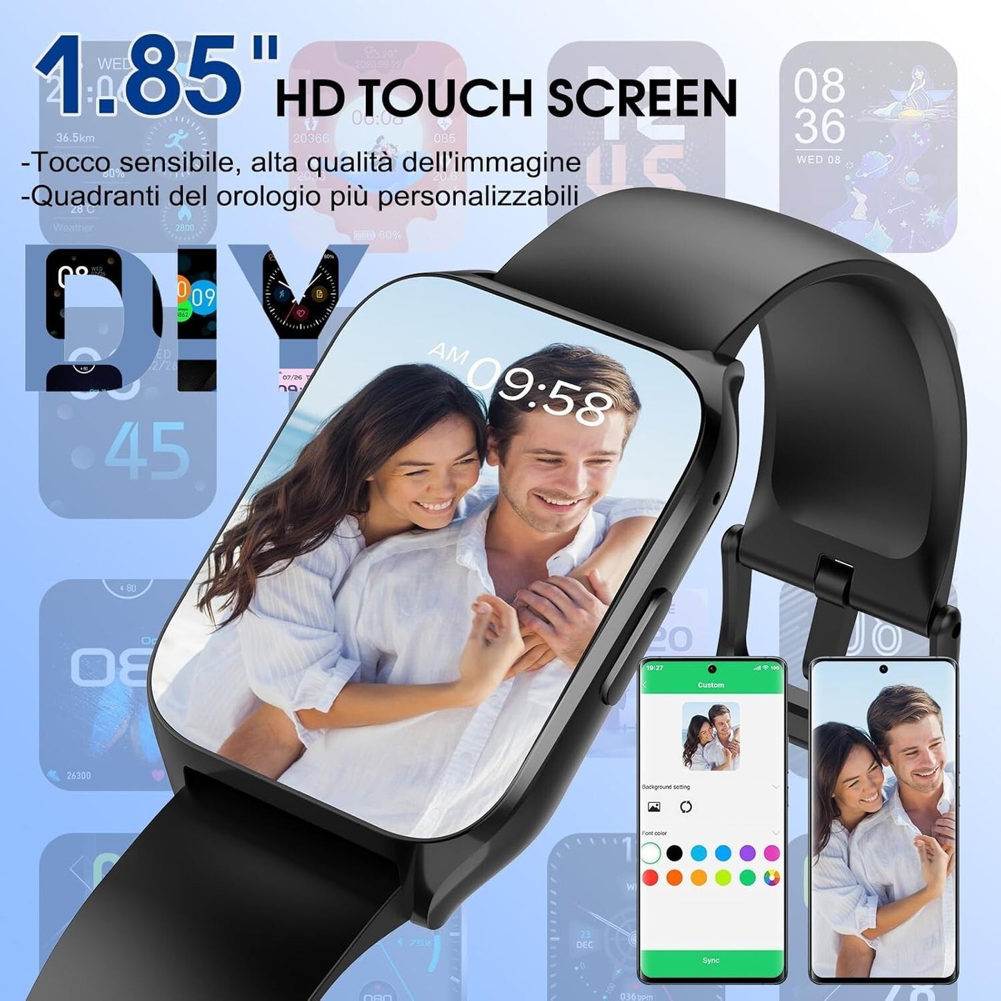 Smartwatch Orologio Uomo Donna chiamate Contapassi Sonno 112 Mod sportive IP65