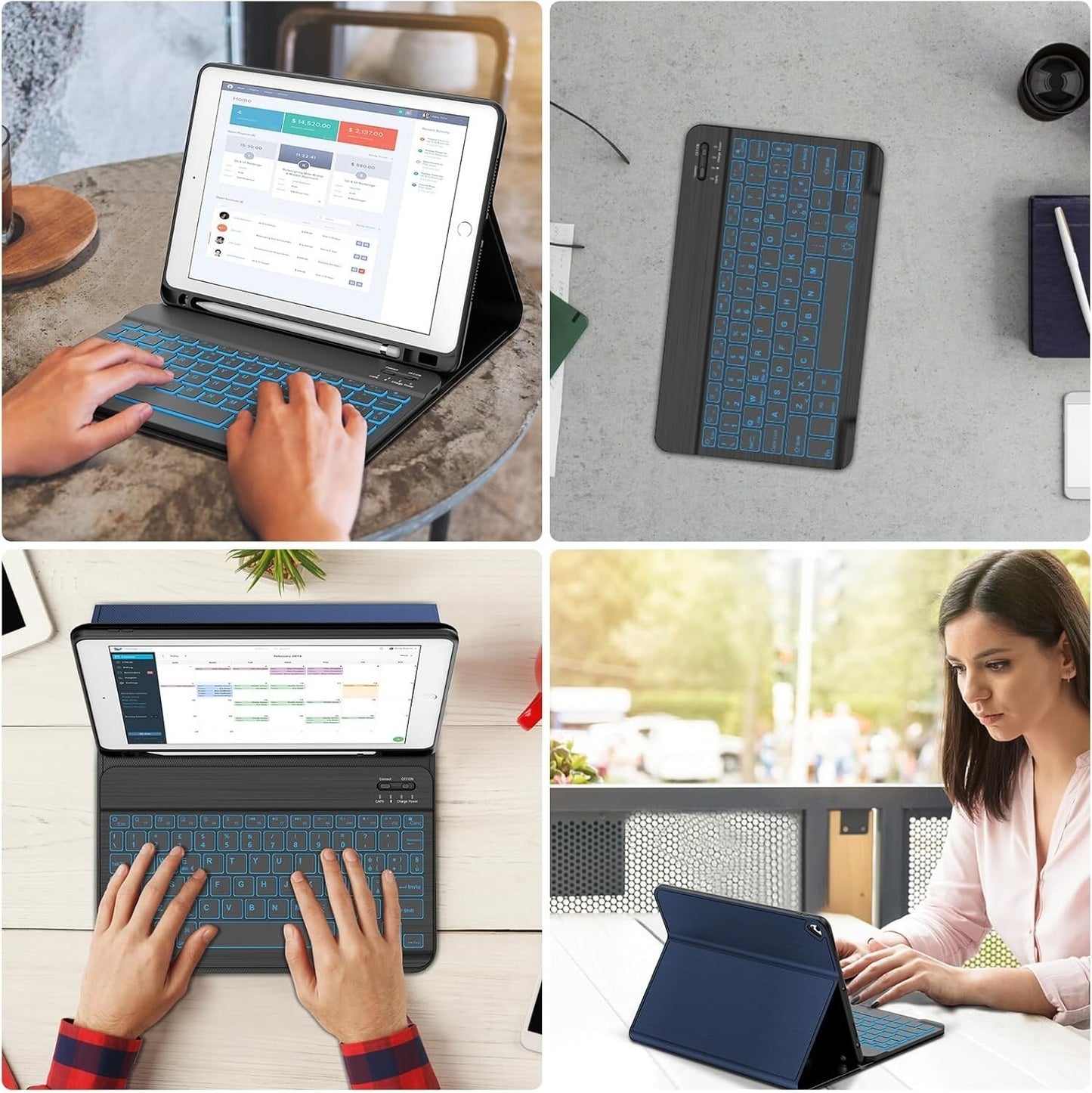 Cover e Tastiera per iPad 9a/8a/7a Generazione, per iPad 10.2" Retroilluminata