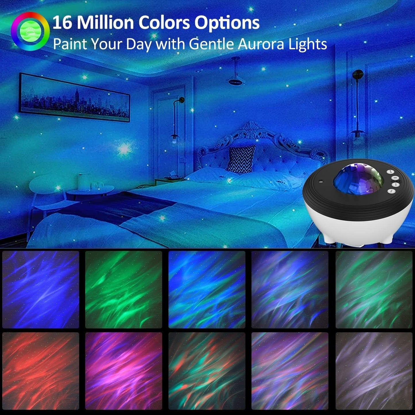 Proiettore Aurora, proiettore di stelle aurora boreale, altoparlante Bluetooth