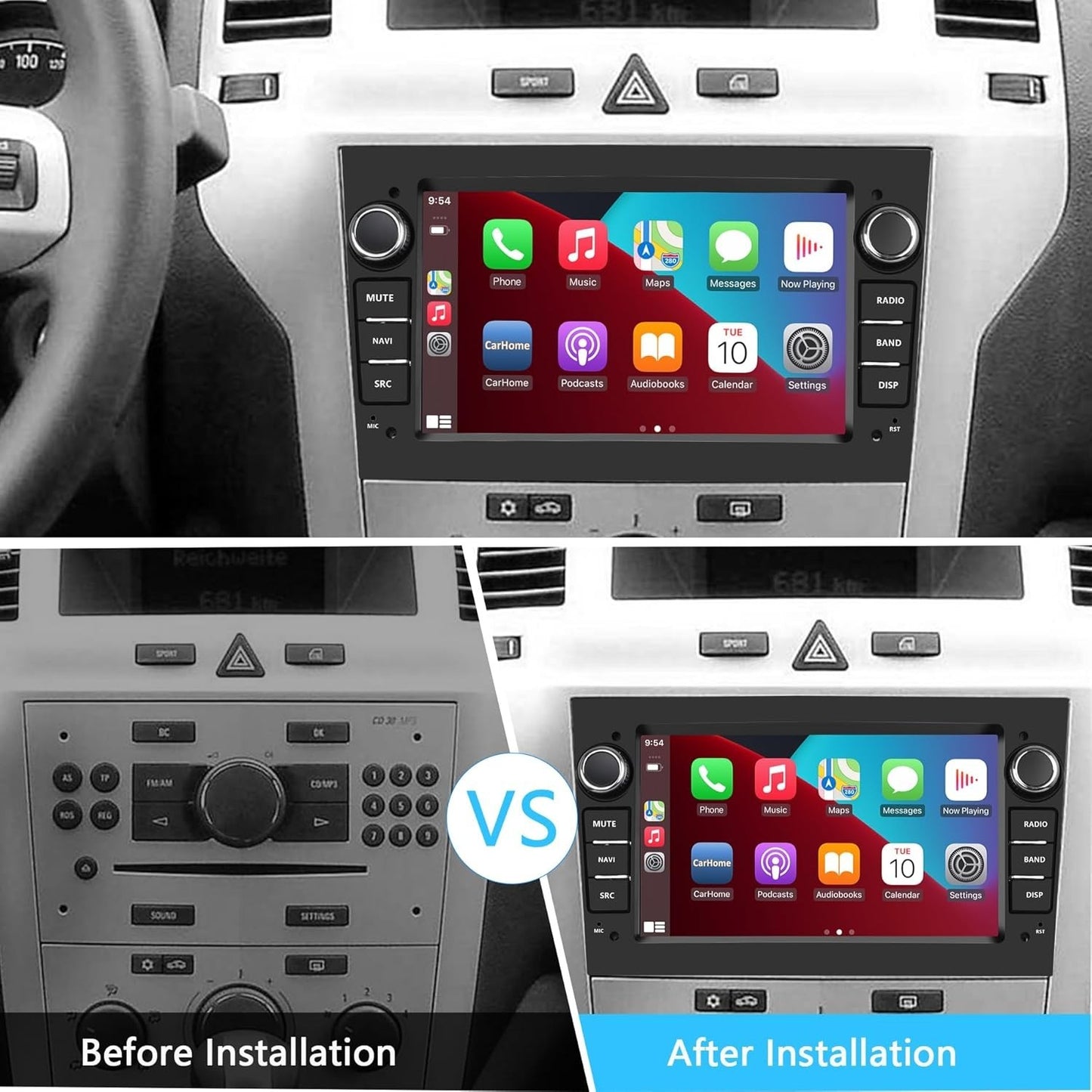 Autoradio 2 DIN per Opel Corsa d Astra h Zafira b Meriva Vivaro Bluetooth Argent