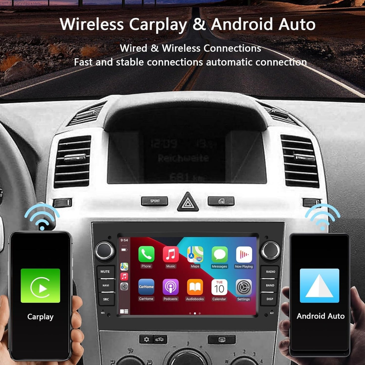 Autoradio 2 DIN per Opel Corsa d Astra h Zafira b Meriva Vivaro Bluetooth Argent