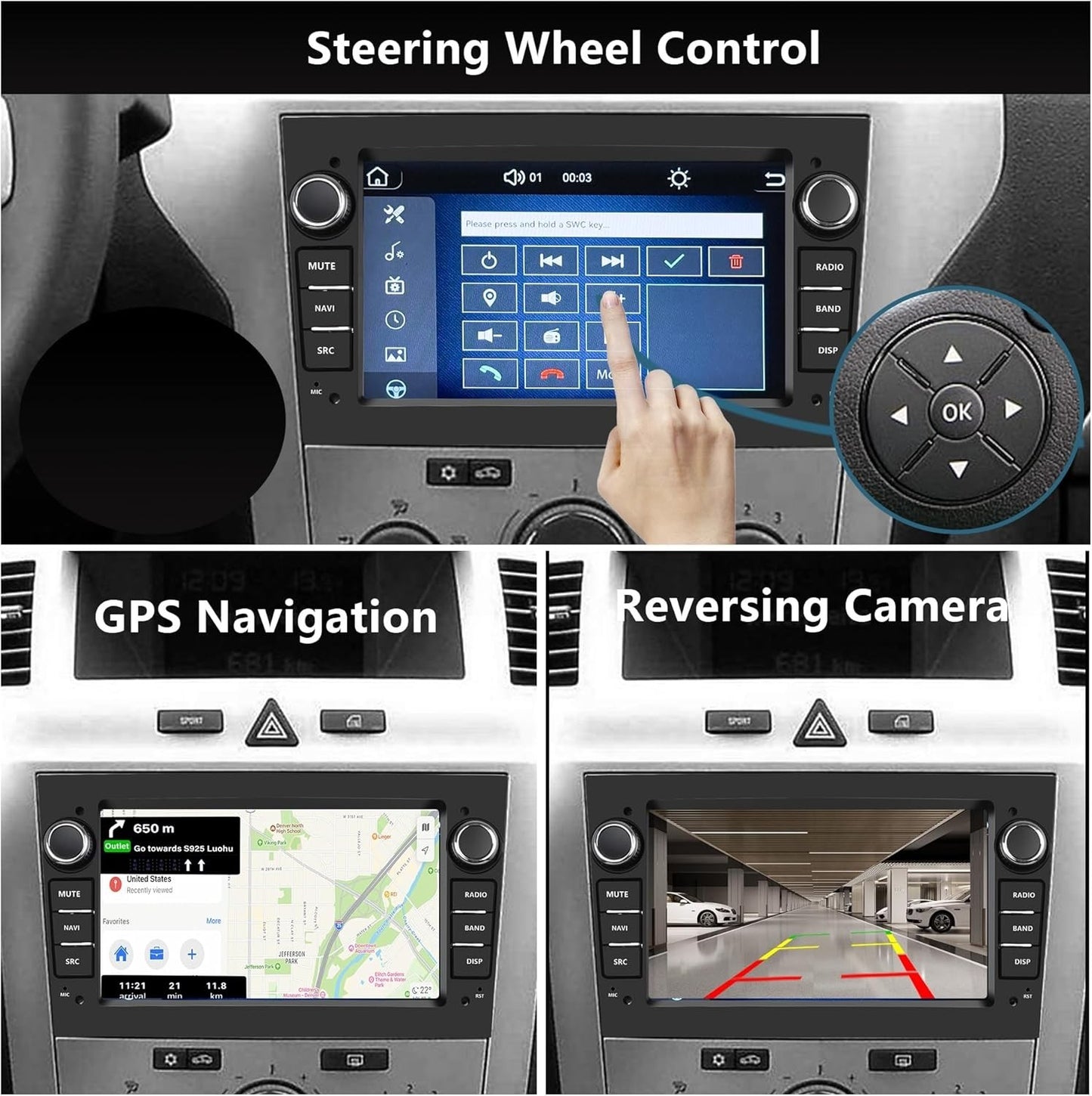 Autoradio 2 DIN per Opel Corsa d Astra h Zafira b Meriva Vivaro Bluetooth Argent