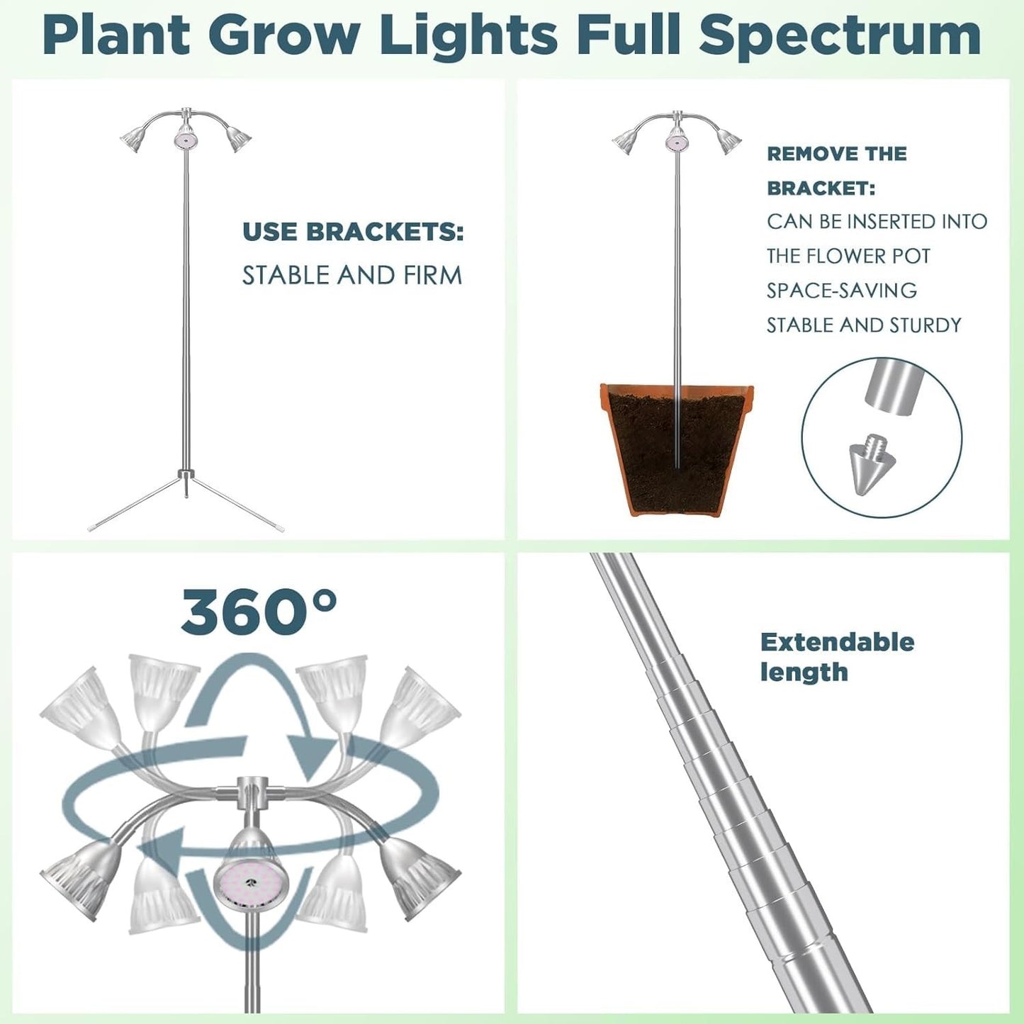 Lampada per la coltivazione di piante a LED per piante a spettro completo a 360°