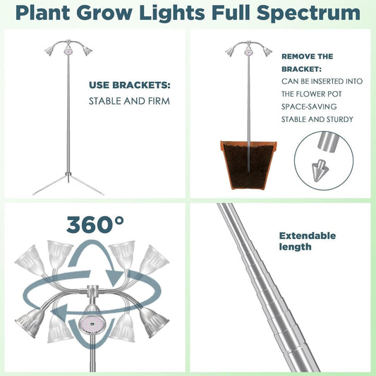 Lampada per la coltivazione di piante a LED per piante a spettro completo a 360°