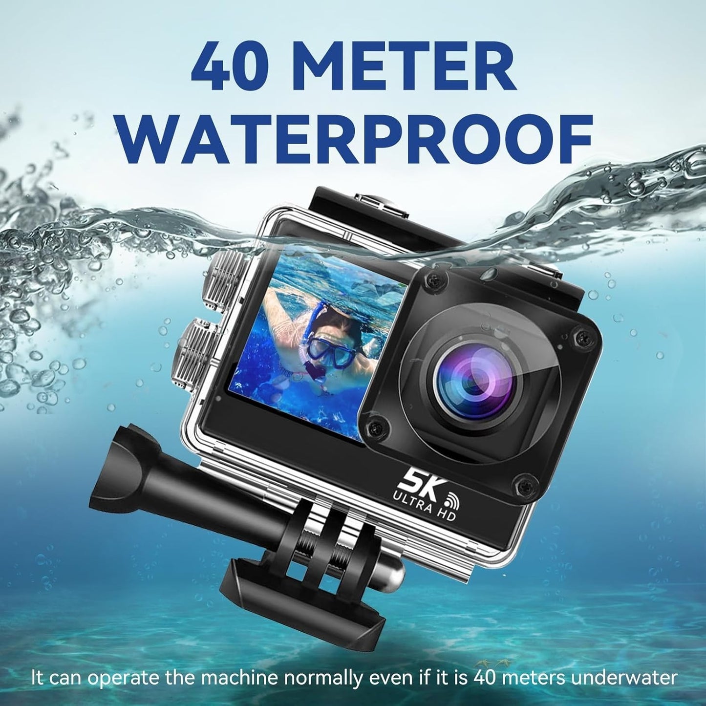 Action Cam 5K Anti-shake Fotocamera subacquea con doppio schermo e touchscreen