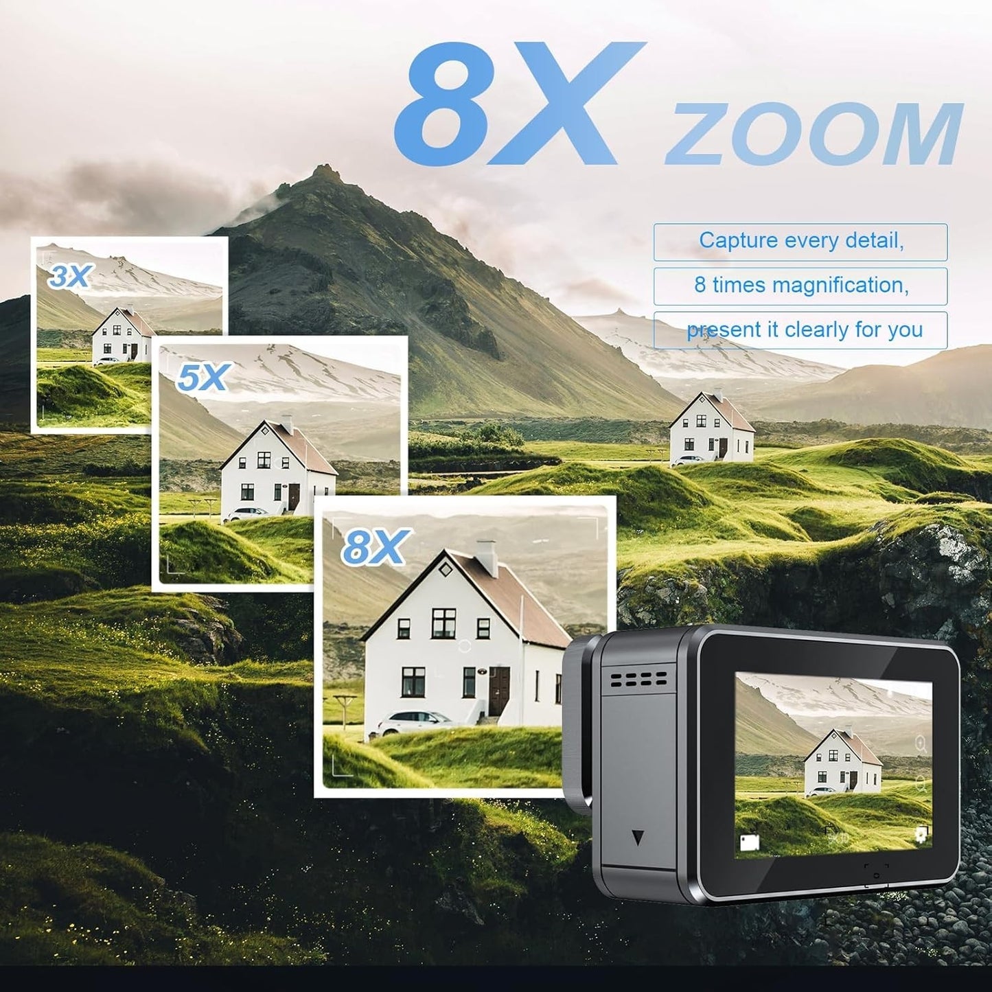 Action Cam 5K Anti-shake Fotocamera subacquea con doppio schermo e touchscreen