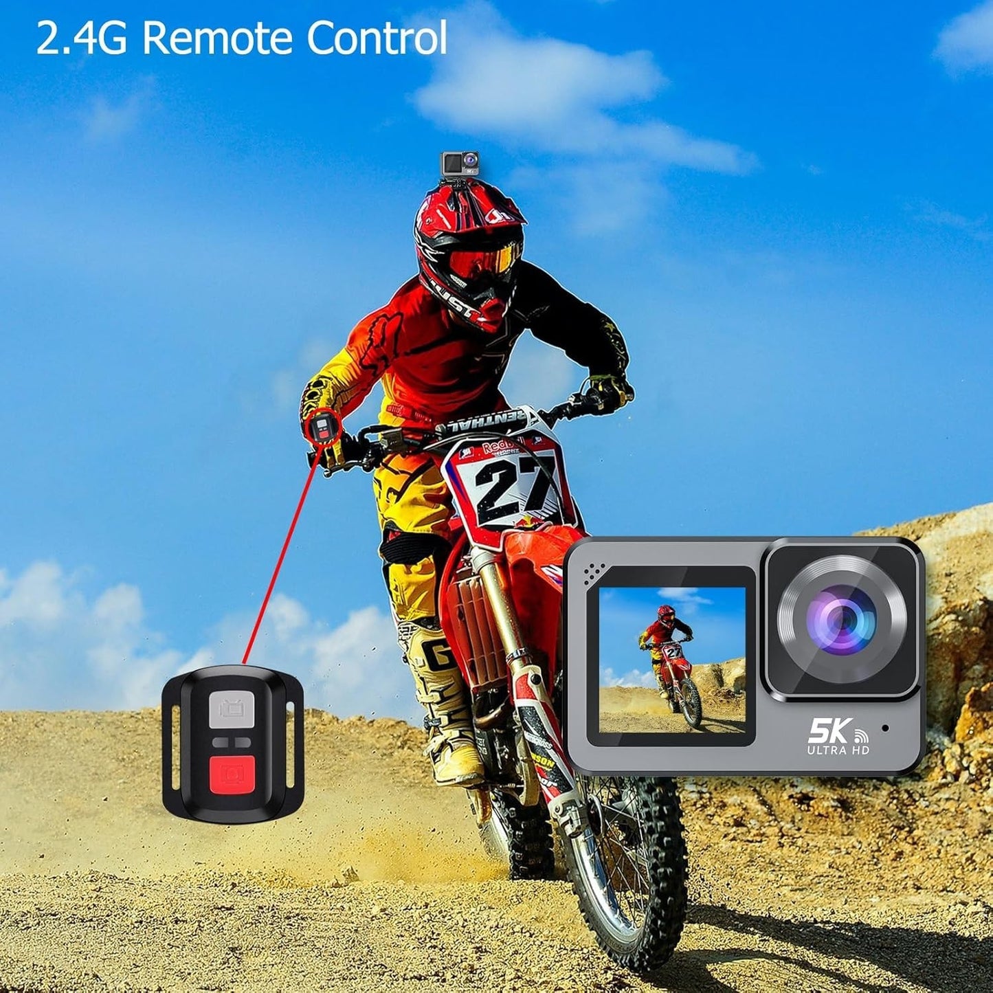 Action Cam 5K Anti-shake Fotocamera subacquea con doppio schermo e touchscreen