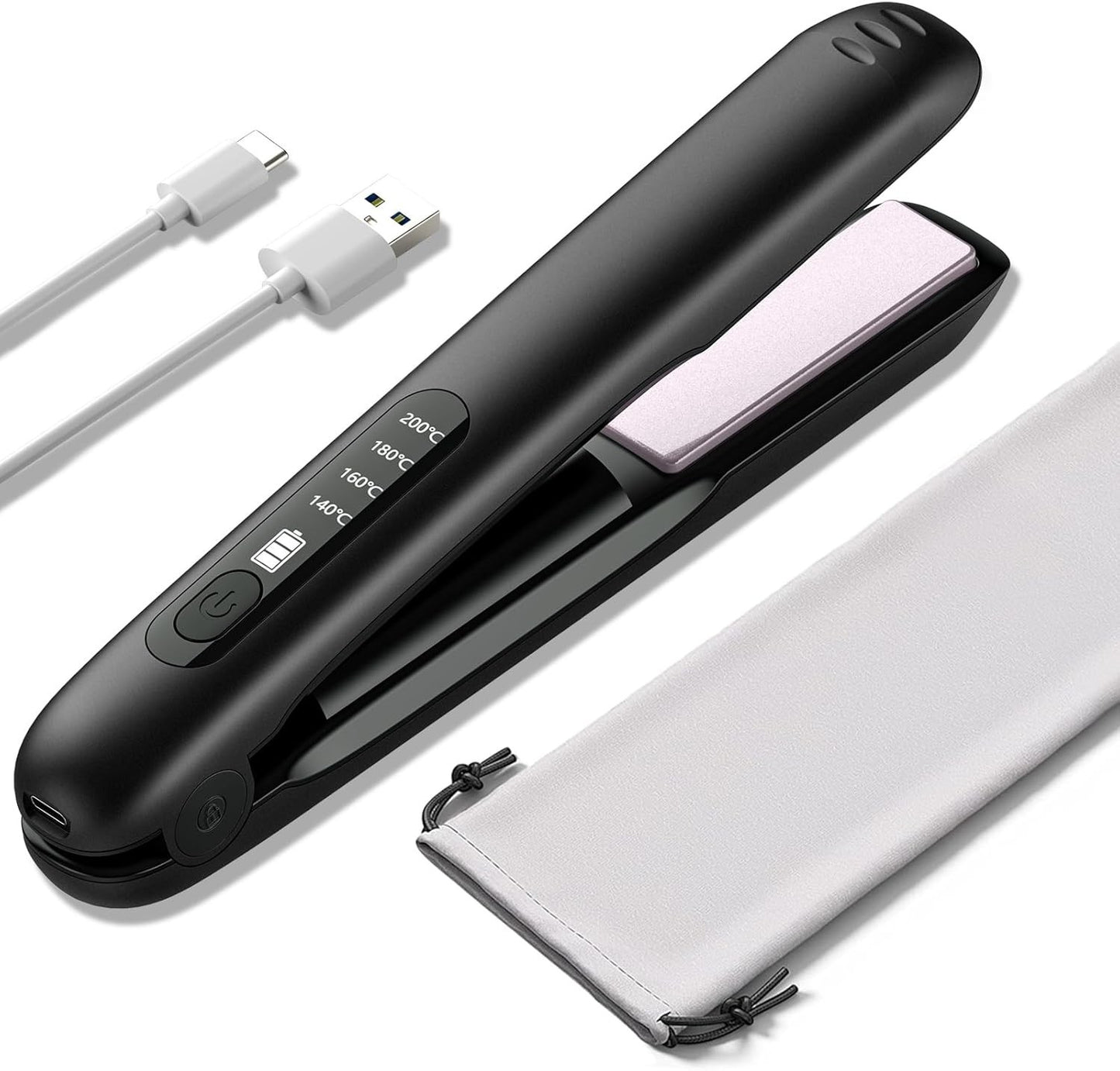 Piastra per capelli e ferro arricciacapelli senza fili wireless 2 in 1  4 livell