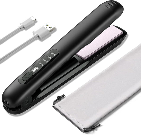 Piastra per capelli e ferro arricciacapelli senza fili wireless 2 in 1  4 livell