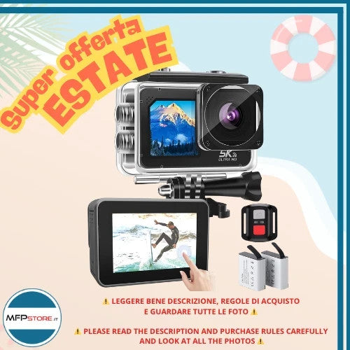 Action Cam 5K Anti-shake Fotocamera subacquea con doppio schermo e touchscreen
