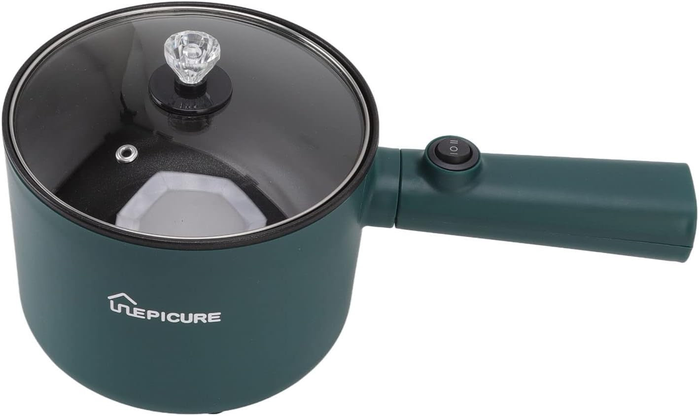Pentola Elettrica, 1.8L 450W Mini Pentola Elettrica Verde Manico Lungo Antiadere