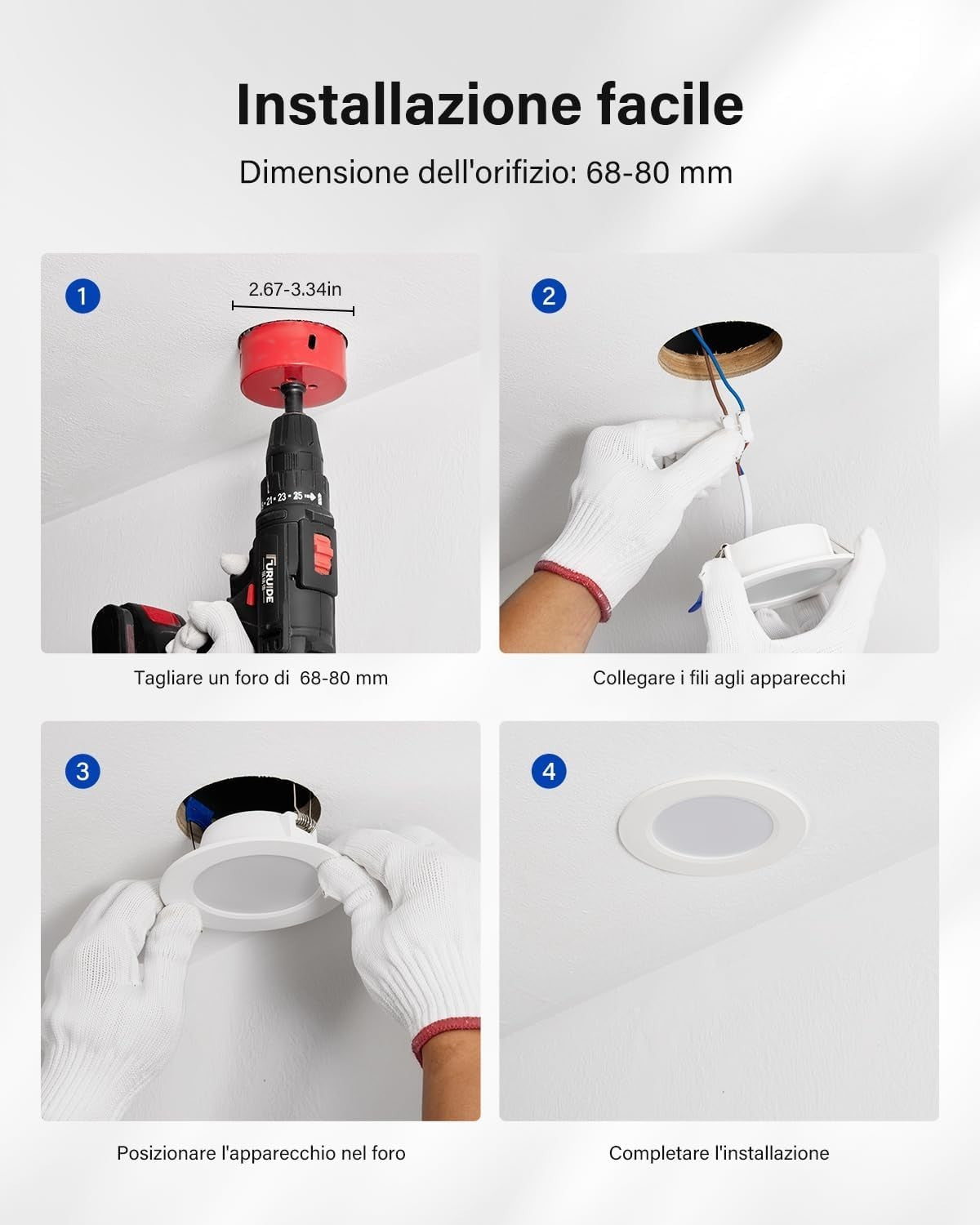 Faretti LED da Incasso Leselux per Cartongesso Dimmerabile 5W, 10x IP44 Luci da