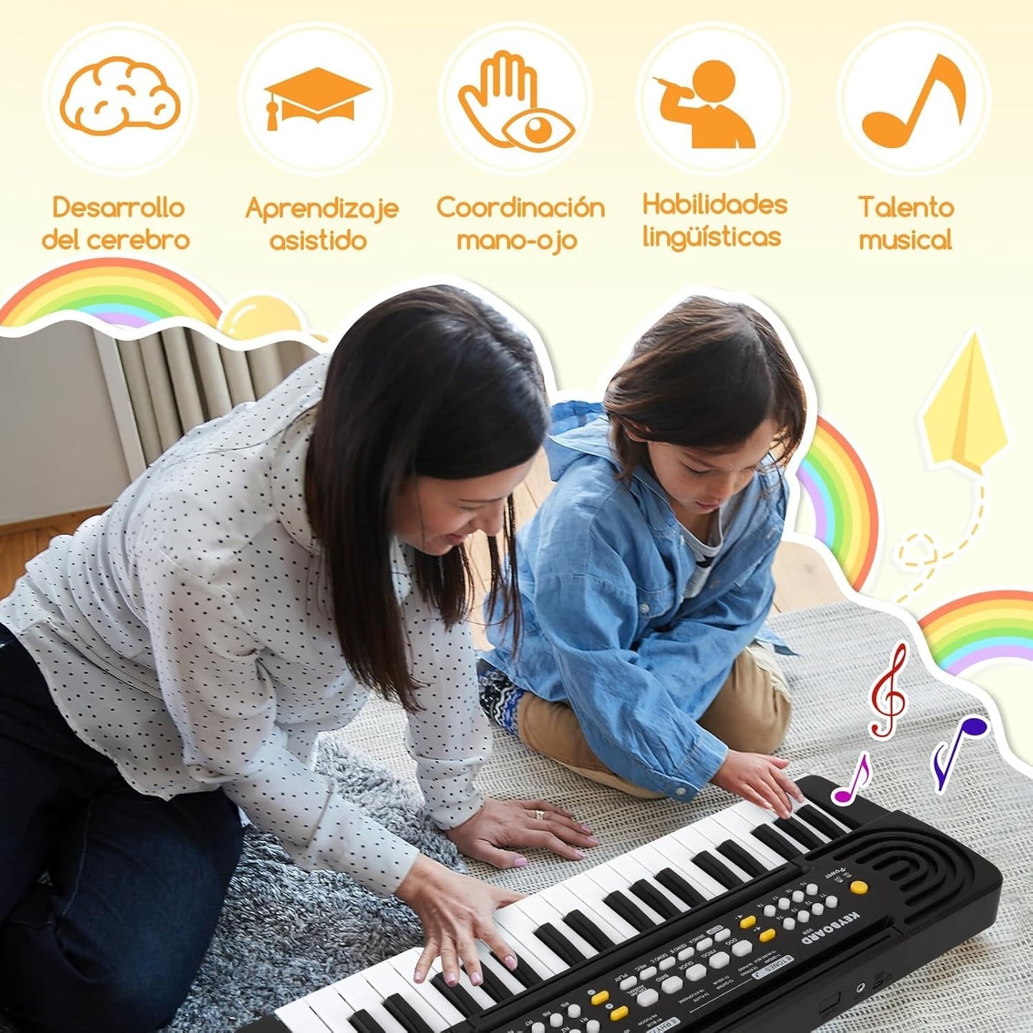 Pianola Bambini per Scuola Multifunzione Tastiera Musicale 37 Tasti con Microfon