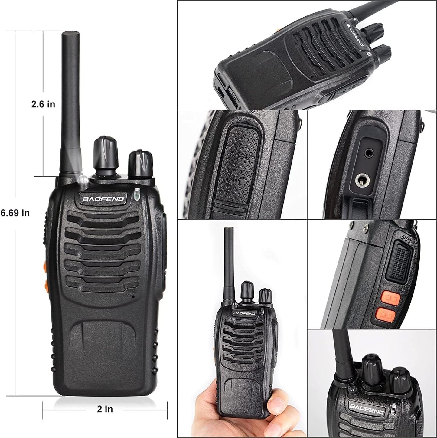 Baofeng Walkie Talkie PMR Radio Ricetrasmittente a lungo raggio Portatile USB