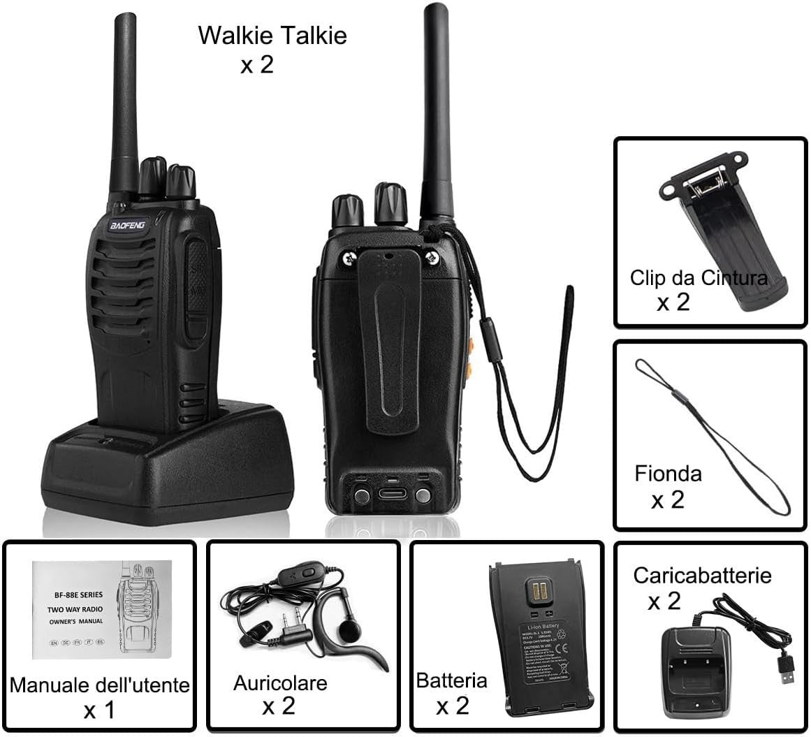 Baofeng Walkie Talkie PMR Radio Ricetrasmittente a lungo raggio Portatile USB