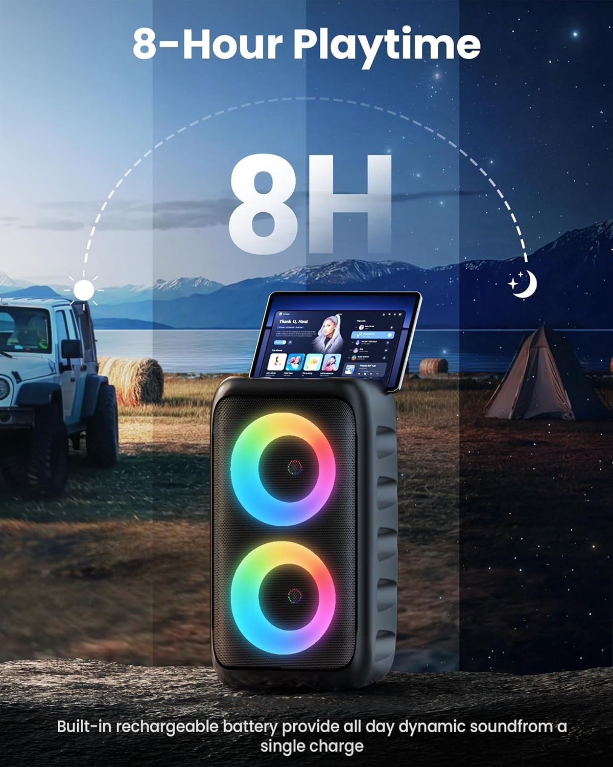 Karaoke Altoparlante Bluetooth Portatile 2 Microfoni Wireless Sistema PA TWS/TF/