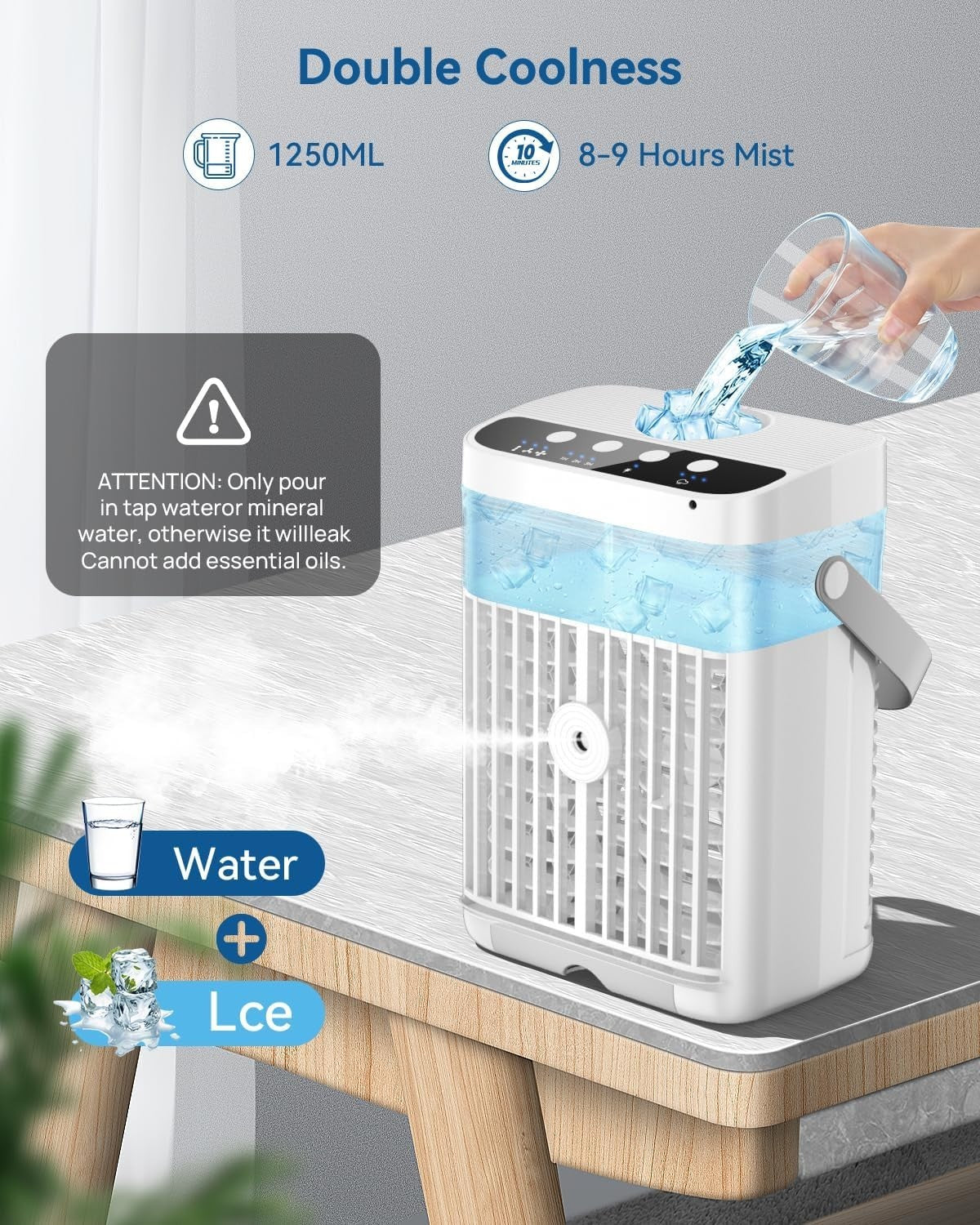 Condizionatore d'aria portatile raffrescatore d'aria evaporativo da 1250 ml