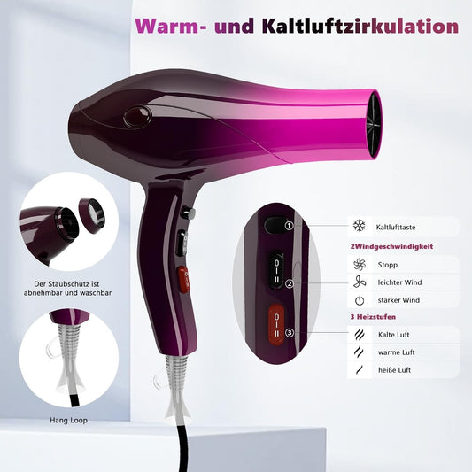 Asciugacapelli Jooayou 3000 W diffusore professionale 3 temperature e 2 velocità