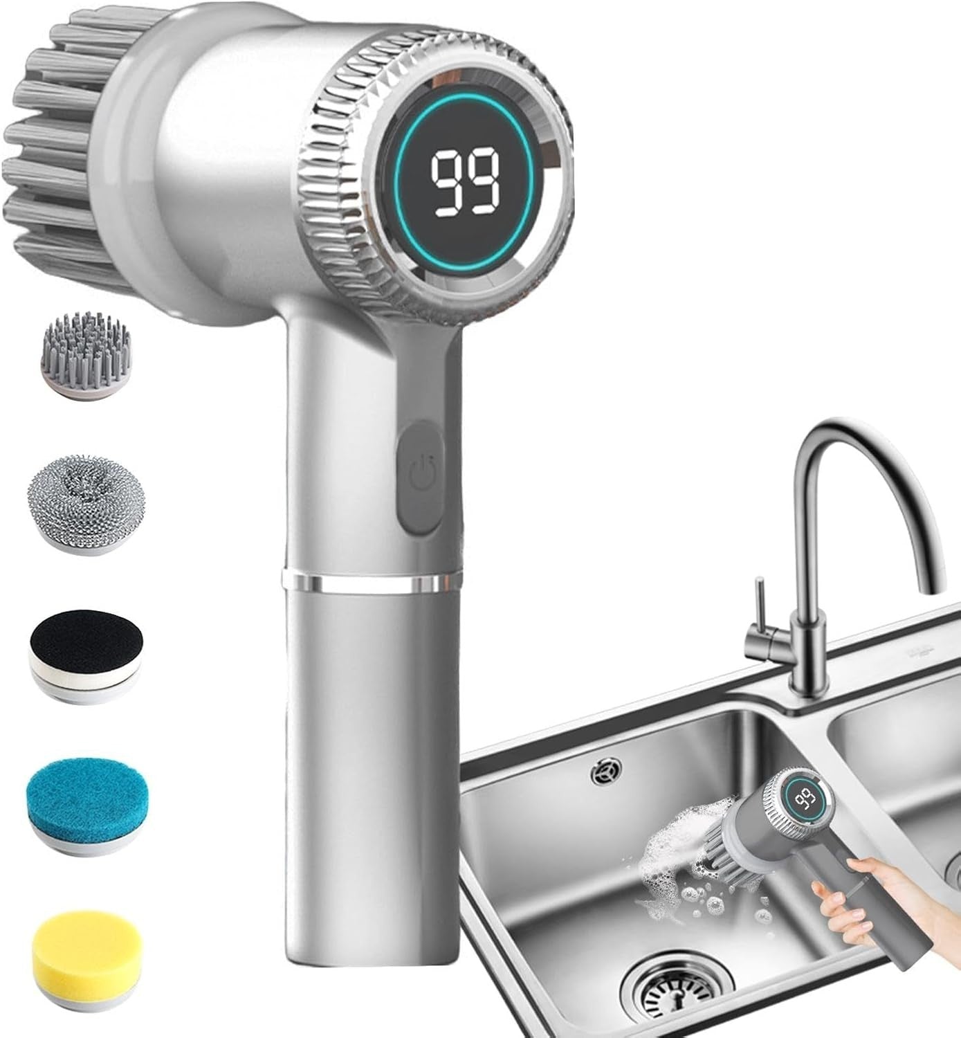 Spazzola rotante per la pulizia 5 spazzole per la pulizia sostituibili senza fil