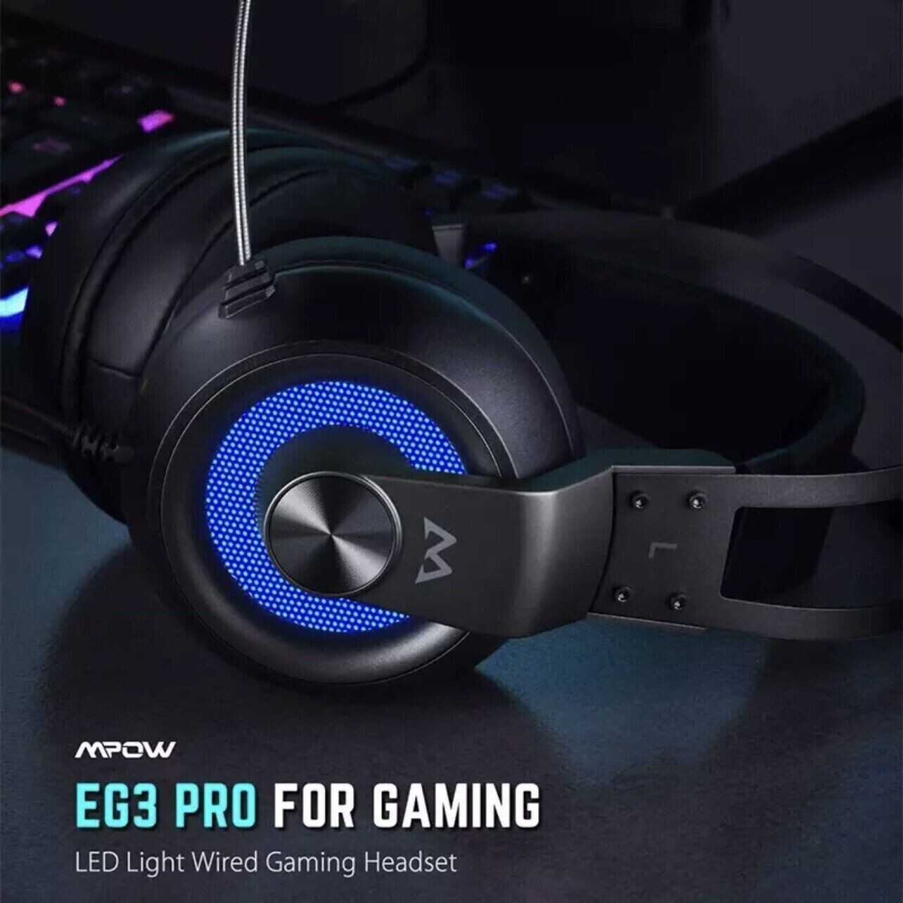 Mpow BH357A Cuffie da gioco cablate con luce LED Gaming con Microfono Noise