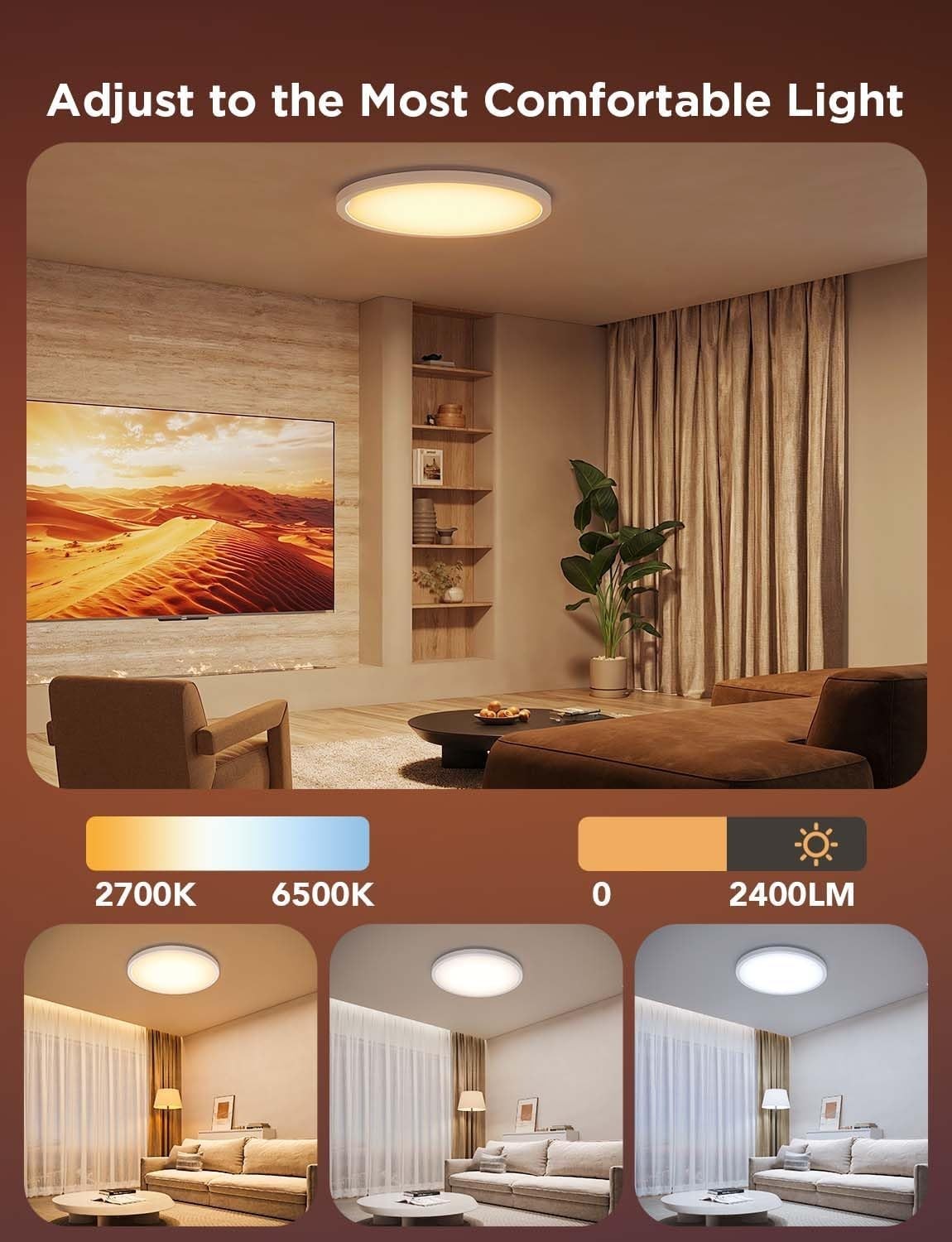 Plafoniera intelligente Govee LED RGBIC a filo 2400LM 12 pollici 2200K-6500K