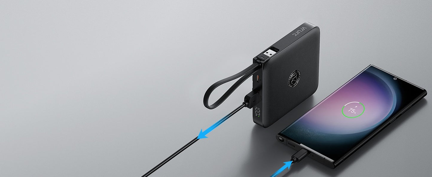 Power Bank VRURC con cavo di ricarica rapida USB C con cavi integrati