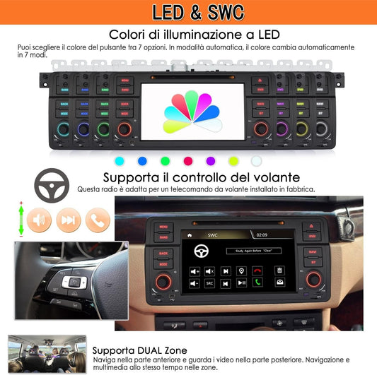 Autoradio iFreGo 7 pollici 1 DIN touch screen per BMW 3 E46 radio Autolink (Q7z)