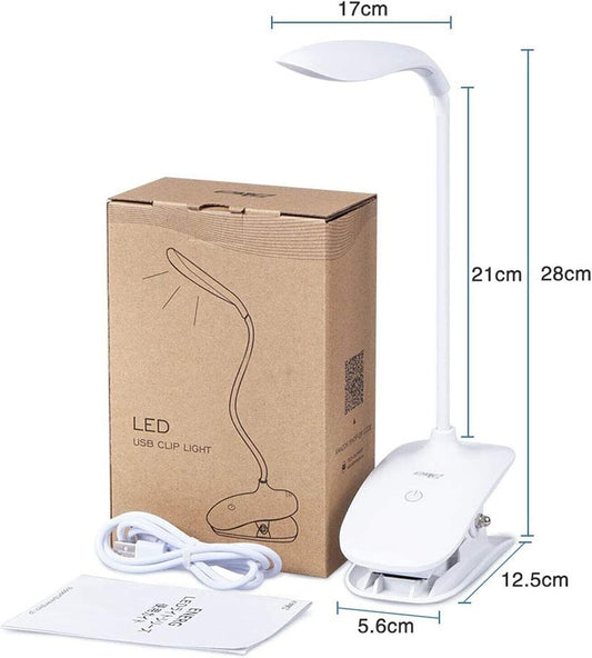 20LED Lampada da tavolo a clip, lampada da comodino wireless, 3 luminosità