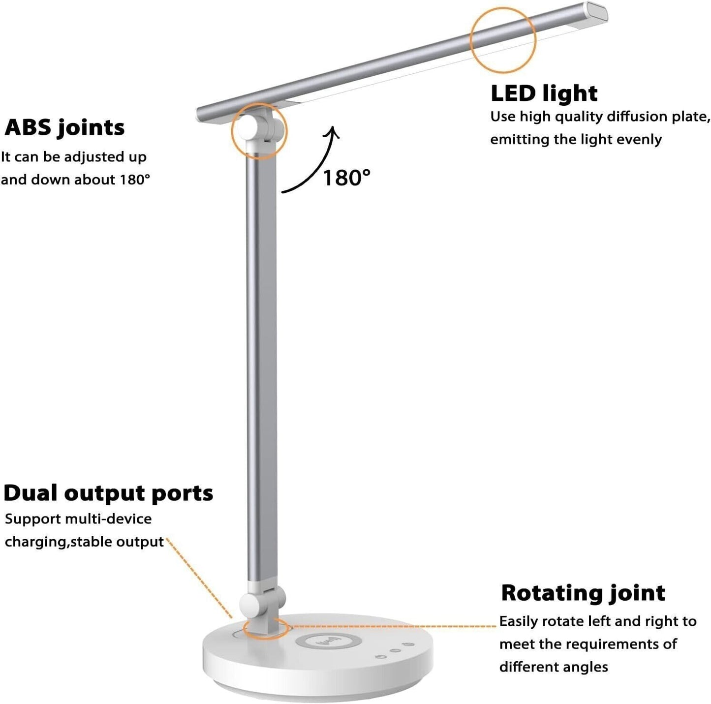 Lampada da scrivania a LED con caricabatterie wireless, touch con 5 modalità