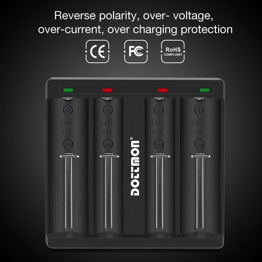 Caricabatterie 4 slot intelligente con display LCD universale per batterie