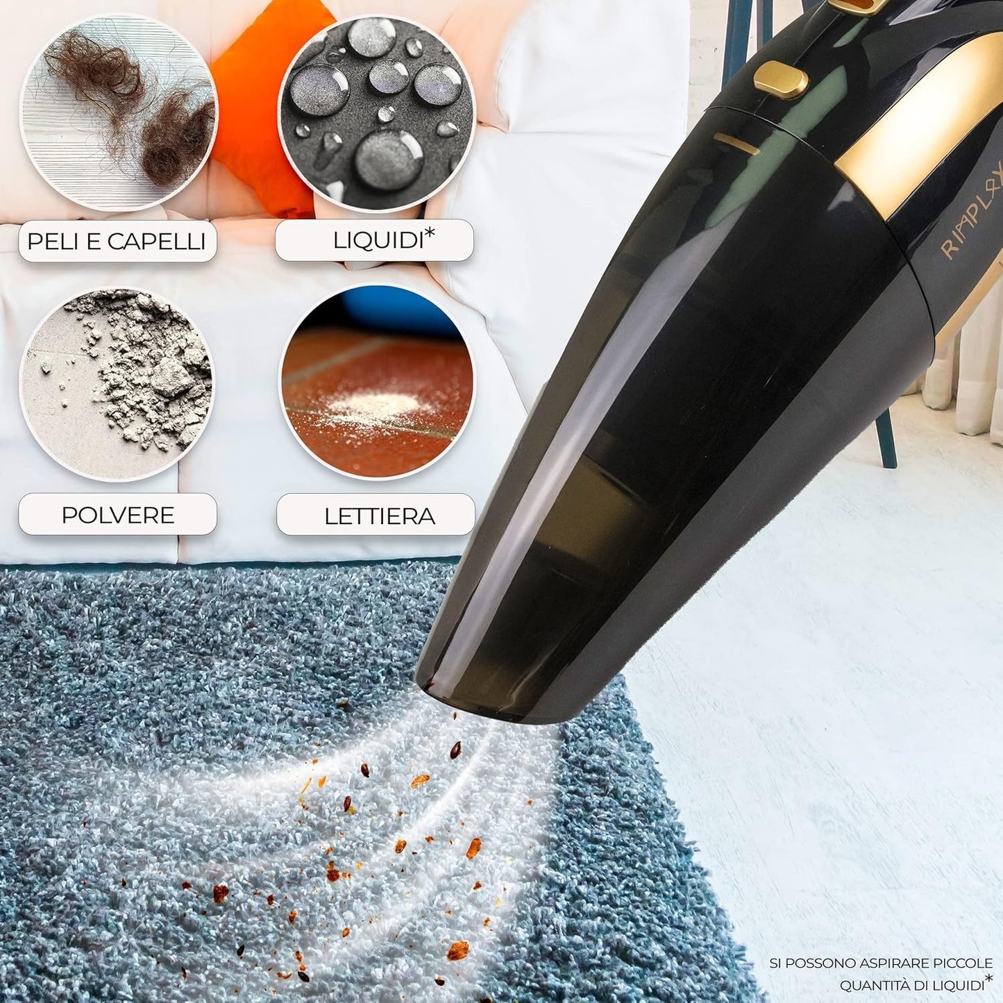 Aspirabriciole e Aspirapolvere Auto 100W | Forza Aspirante 5000PA | Senza Fili