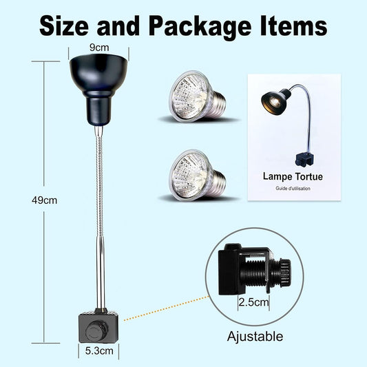Lampada riscaldante per rettili per acquario con lampadine da 25 W + 50 W