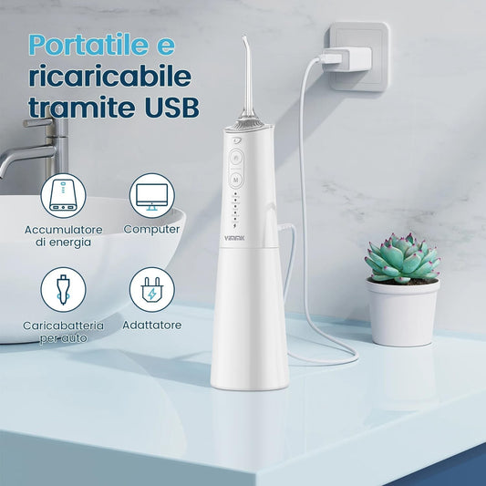 Idropulsore dentale con irrigatore orale ricaricabile IPX7 impermeabile