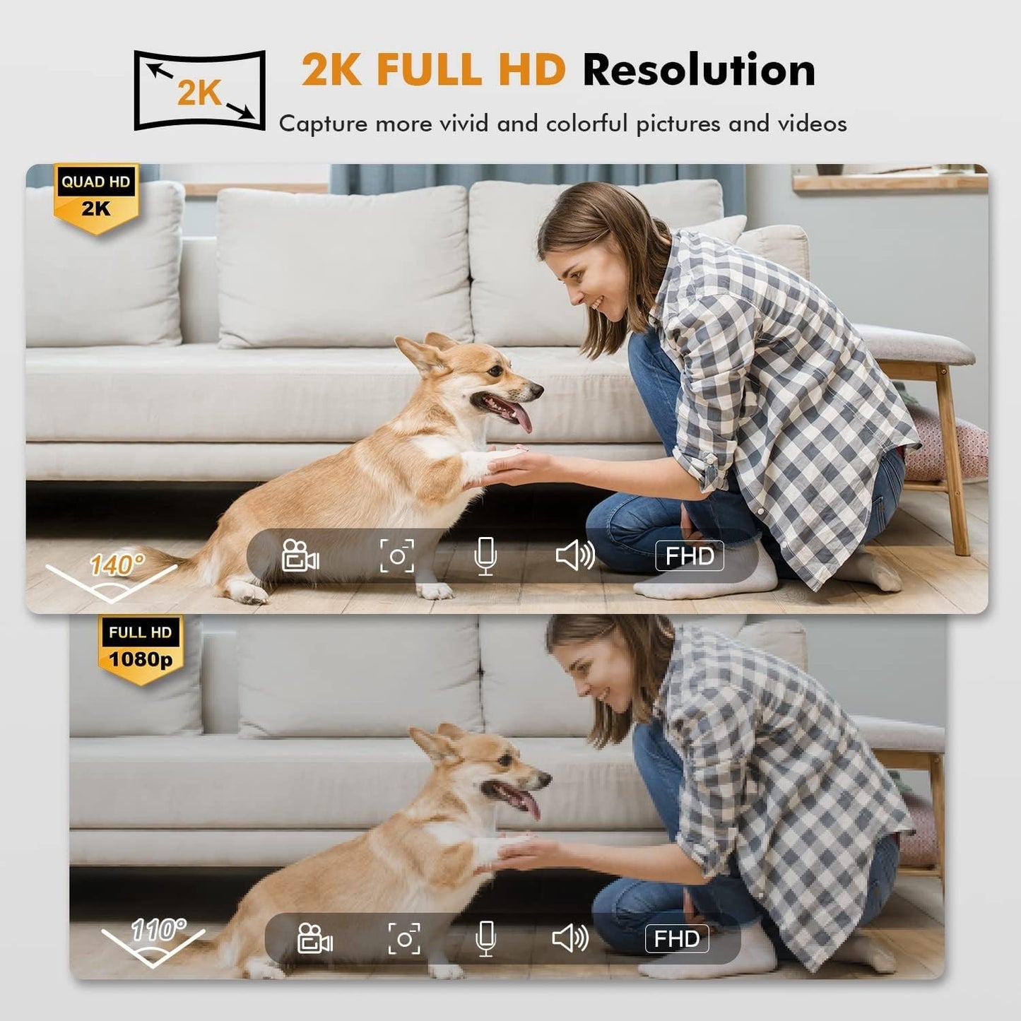 Telecamera di sicurezza per esterni DIHOOM, wireless, ricaricabile, a batteria