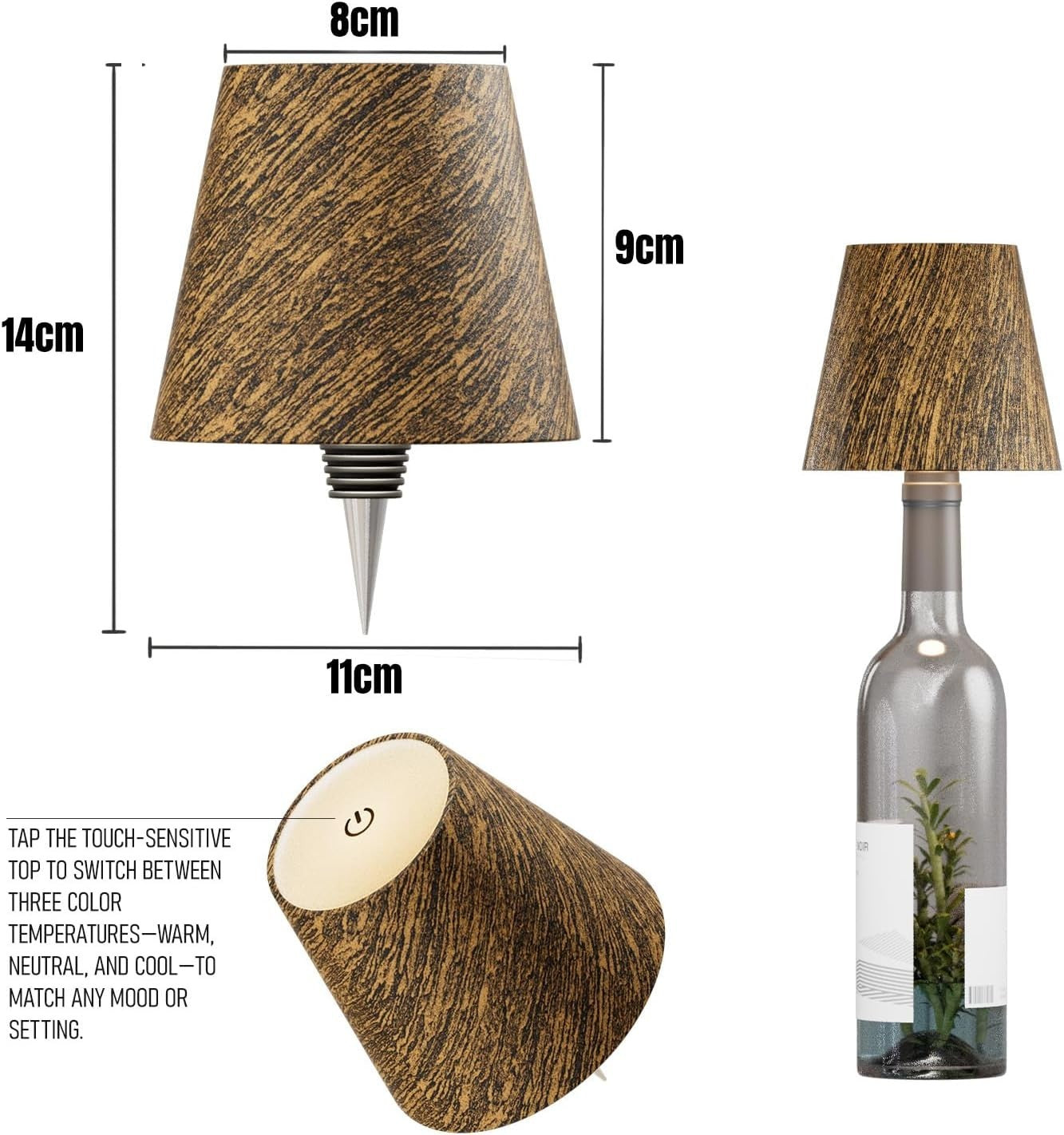 Lampada ricaricabile a forma di bottiglia MU LIN, lampada da tavolo wireless.