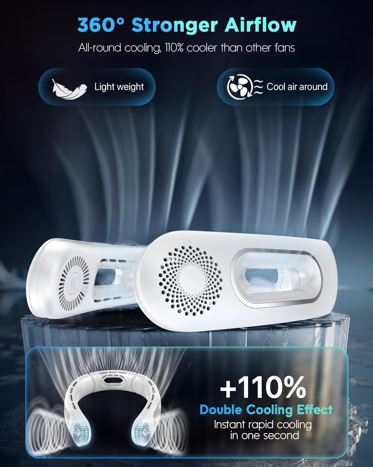 Ventilatore da Collo Portatile Ricaricabile Senza Lama con 4 Velocità