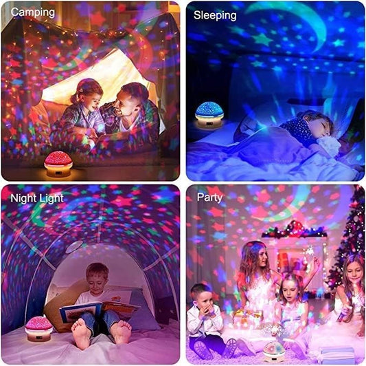 Lampada decorativa proiettore della camera da letto cielo stellato rotazione a 360° 8 Luci