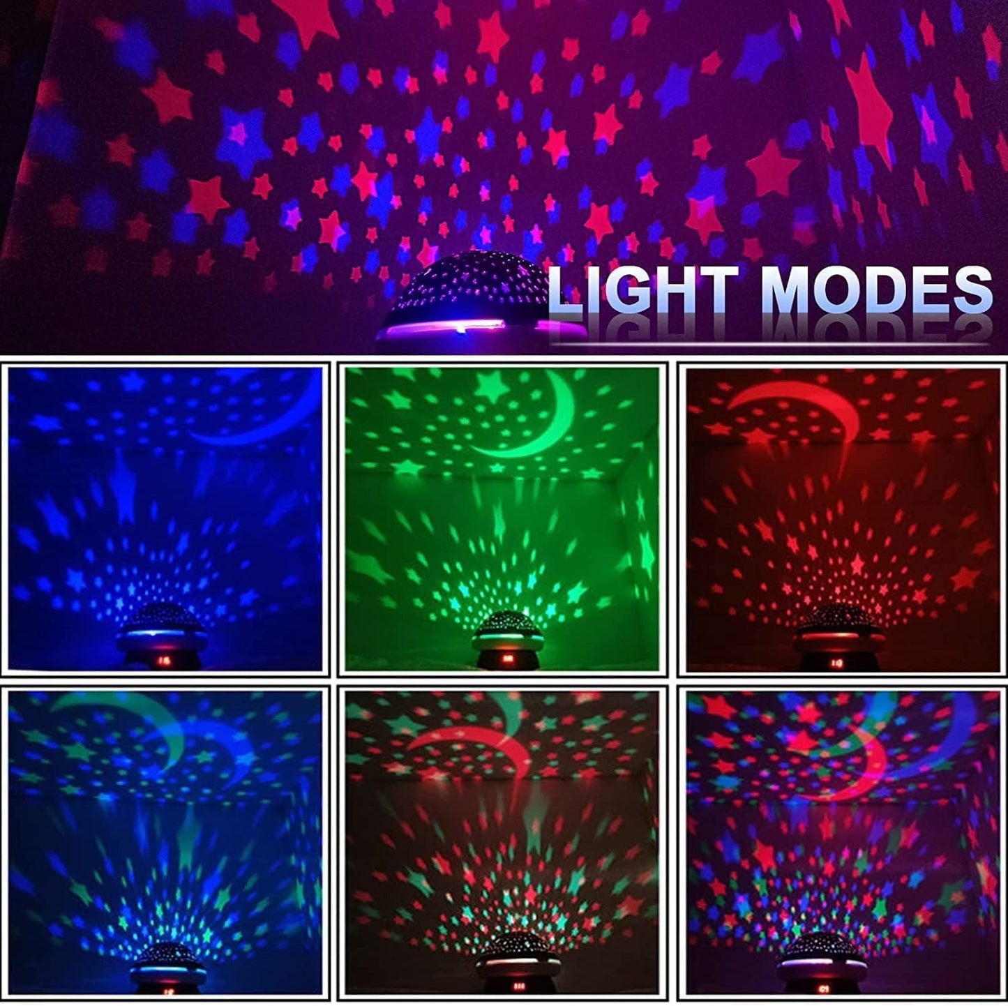 Lampada decorativa proiettore della camera da letto cielo stellato rotazione a 360° 8 Luci