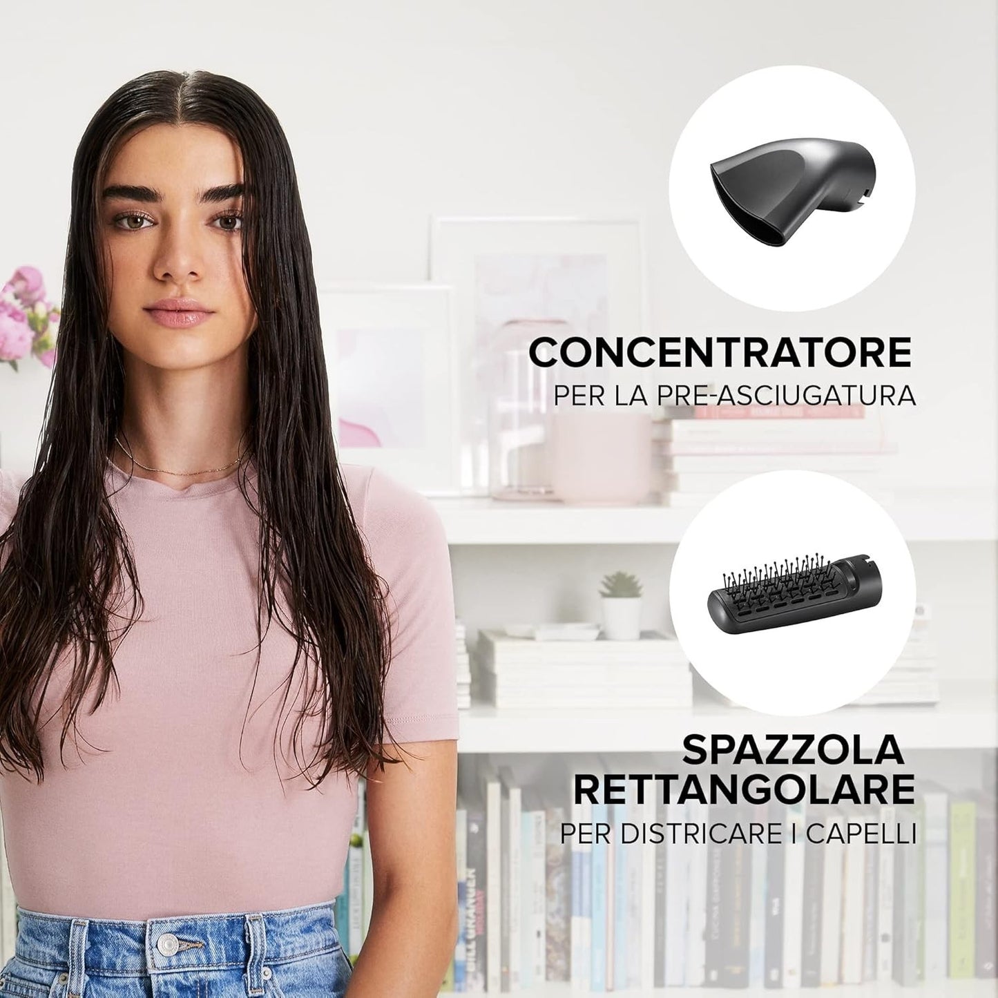 BELLISSIMA Spazzola Ad Aria Calda5 in 1 Accessori per Styliing Liscio Onde Ricci