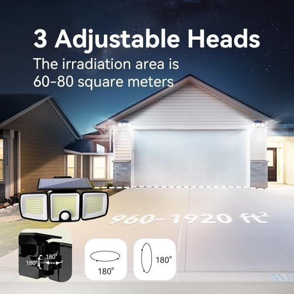 Luce solari da esterno con sensore di movimento a 223 LED impermeabile IP65