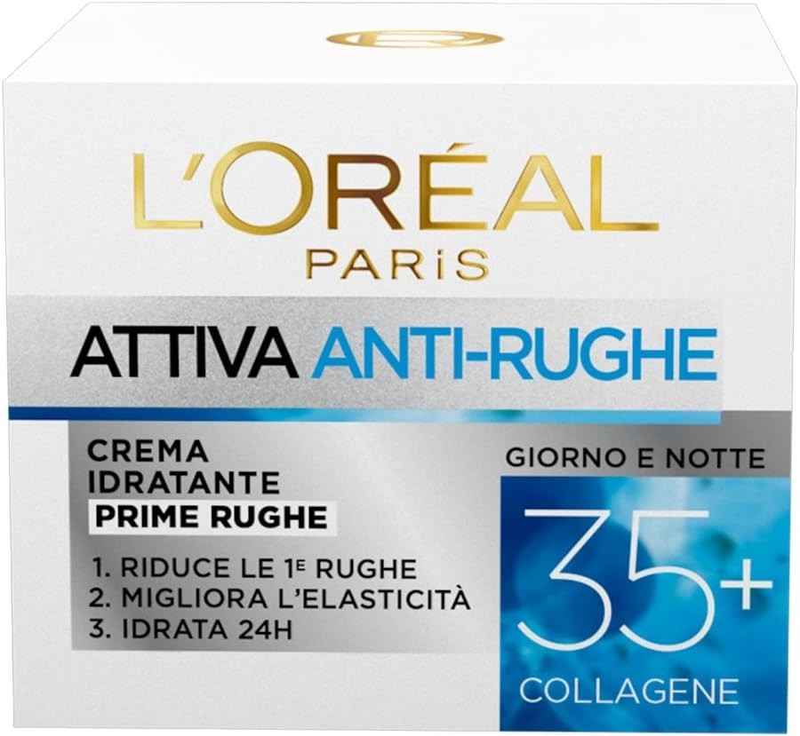 L'Oréal Paris Crema Viso Anti-rughe Attiva 35+ Idratante Prime Rughe 50ML x2