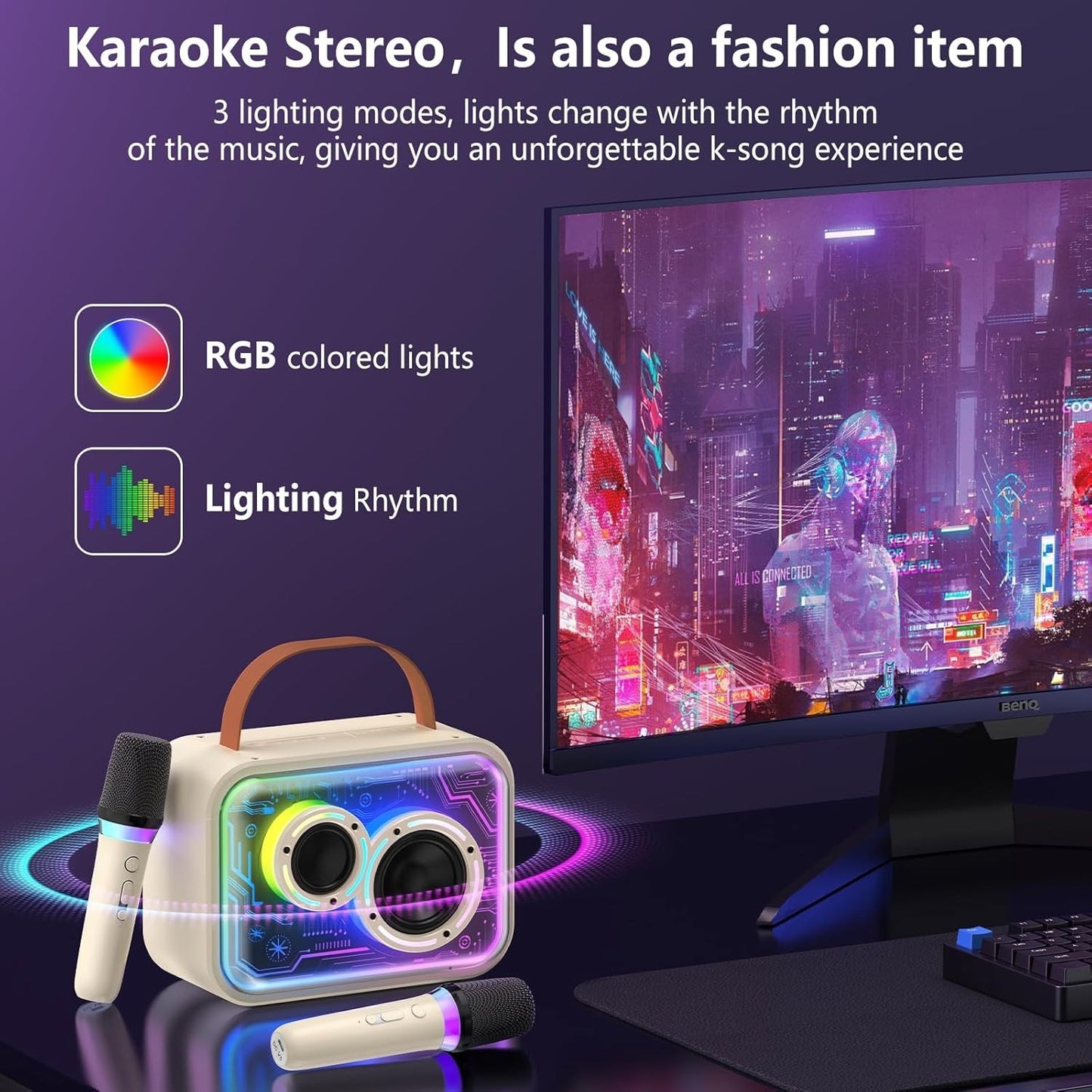 Karaoke Portatile Con 2 Microfoni per Bambini e Adulti JYX D30-T Cassa Bluetooth
