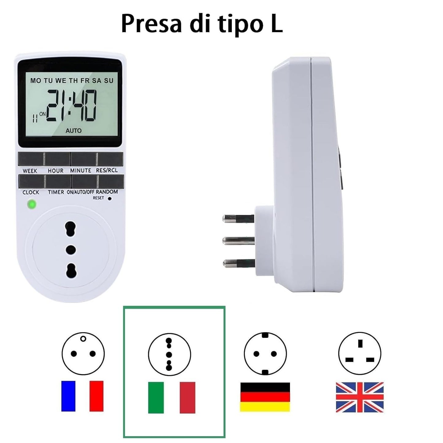 Prese Timer Digitali 2 Programmabili 18 Programmi 16A 3680W LCD Random Casa Luci