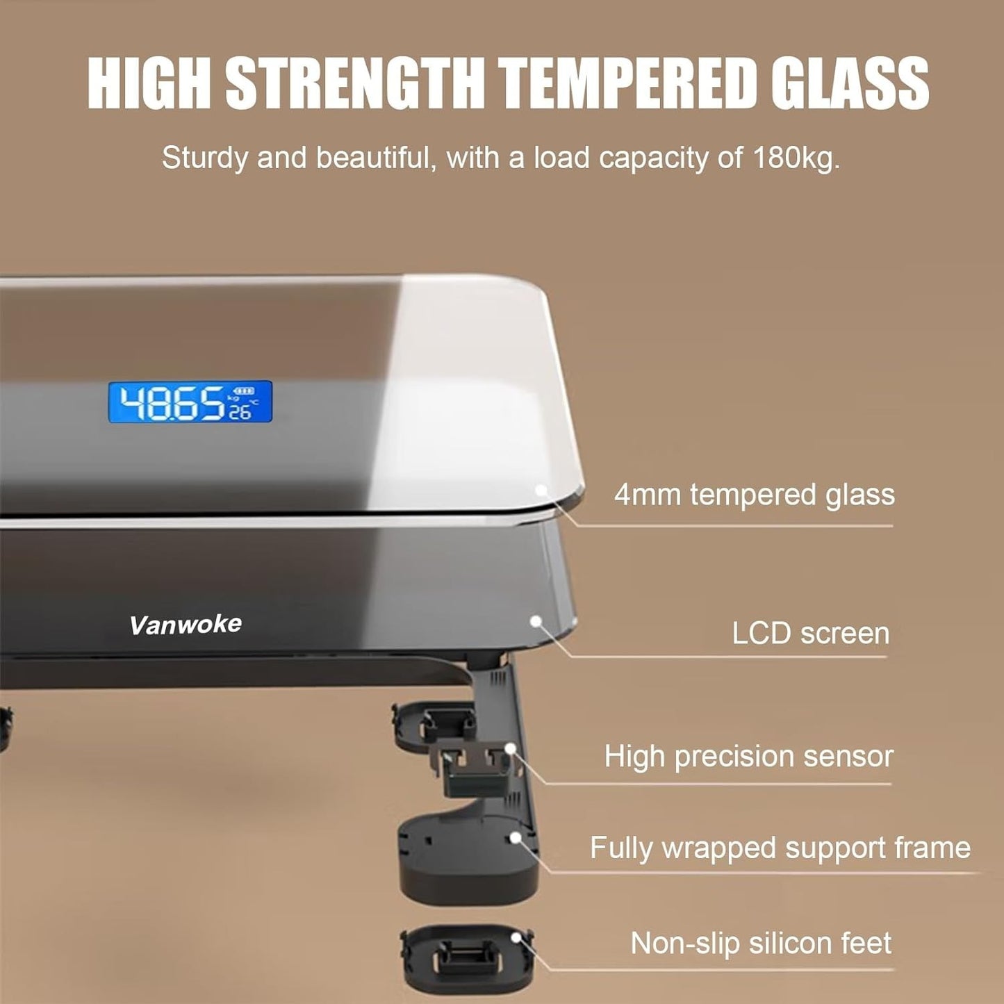 Bilancia Pesapersone Digitale Bagno 180kg LCD Blu Temperatura Massa Grassa Nera