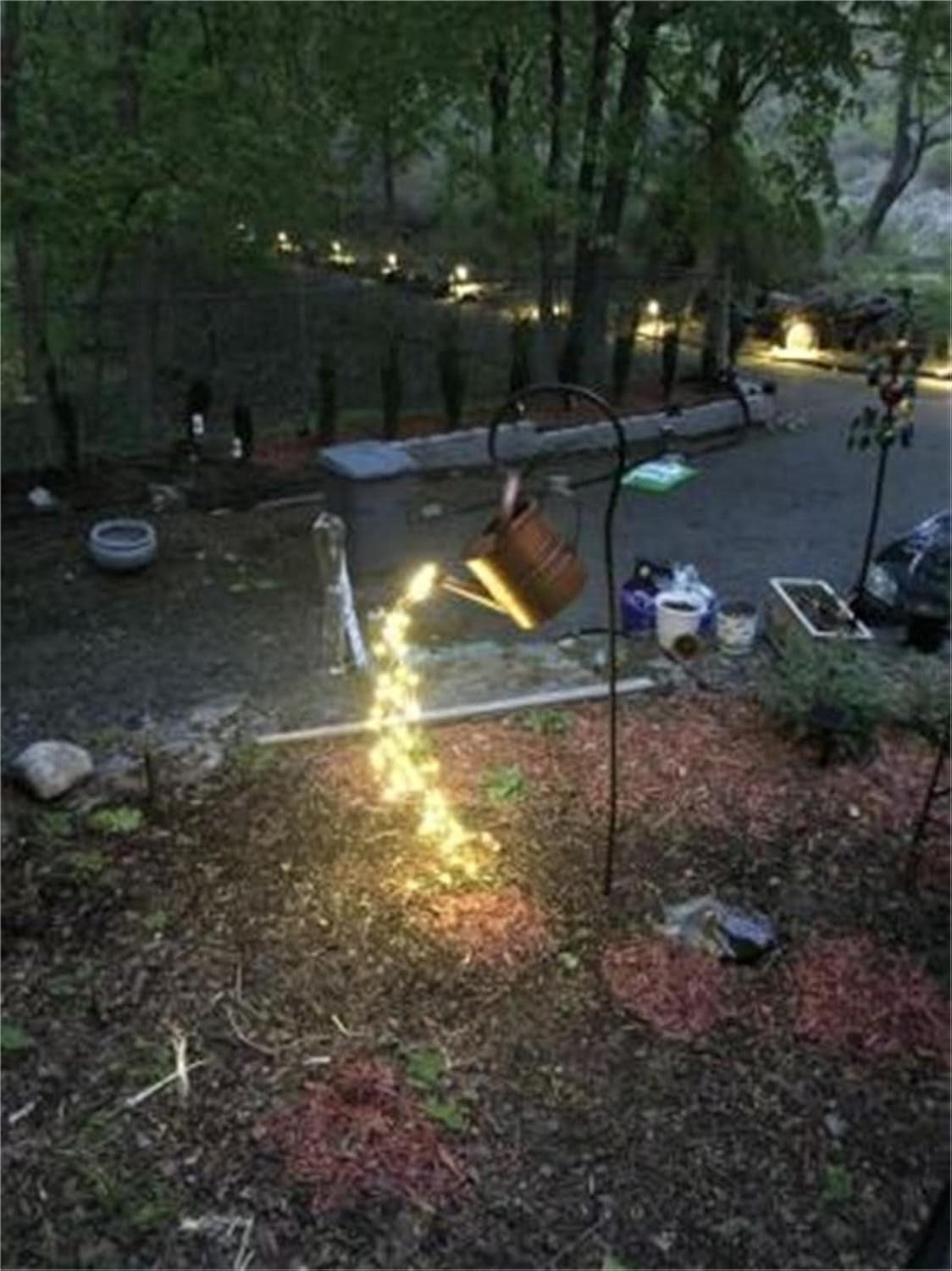 Lampada Giardino Annaffiatoio Rame LED Stella Supporto Prato Patio Batterie AAA